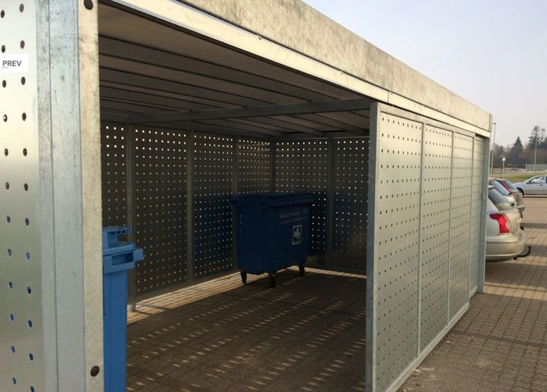 Miljøstation/affaldsskur/redskabsrum fra dansk carport system