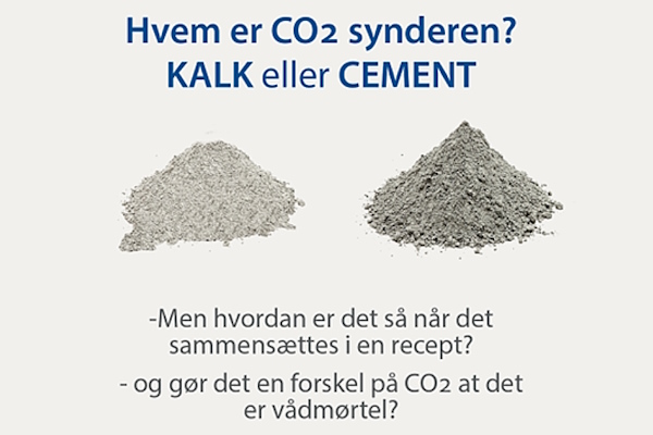 Vådmørtler baseret på læsket luftkalk og sand tilsat cement, ligger bedst på CO2