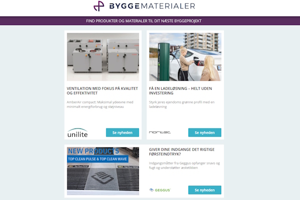 Nyheder: Energieffektiv ventilator | Pandeplader | Nye EPDer på termoruder | PVC-fri gulvløsninger | Cybersikkerhed med adgangskontrol