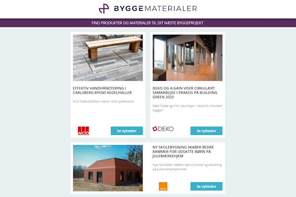 Nyheder: 100% genbrugstræ – spanske vægge | Taglemme – forbedret indeklima | Ventilationsløsning – endnu mere fleksibilitet | Kulstoffattig fjernvarme