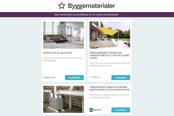 Nyheder: 100% genanvendt EPS | Akustikløsninger | Bruser – lavere vandforbrug | Cirkulær løsning – regnvandshåndtering | Kartoffelhus med sandwichpaneler