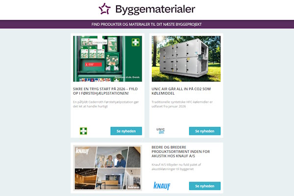 Nyheder: Robuste tage – lavere CO2 | Markedets smalleste aluvindue | Effektive adgangsløsninger | Glasvægssystem i slankt design | Ventilationsmateriel