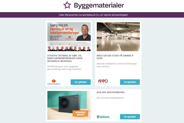 Nyheder: Specialdesignet græsarmering | Stærk isolering | Skjulte udgifter - Kloakprojekter | Ny projekteringsværktøj | Kraftfuld rørsystem - fjernkøling