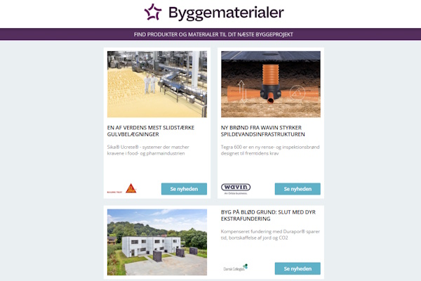 Nyheder: God akustik – skarp pris | Skærmtegl til tag og facade | Klimavenligt kølemiddel | Tidsbesparende kanelsystem | Støjpaneler til moderne nybyggeri