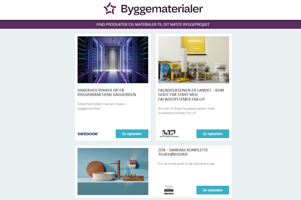 Nyheder: Farvestrålende stålplader | Vaske i alle prisklasser | Stabil og klimasikret belægning | Grønne tagløsninger | Spar penge på belysning