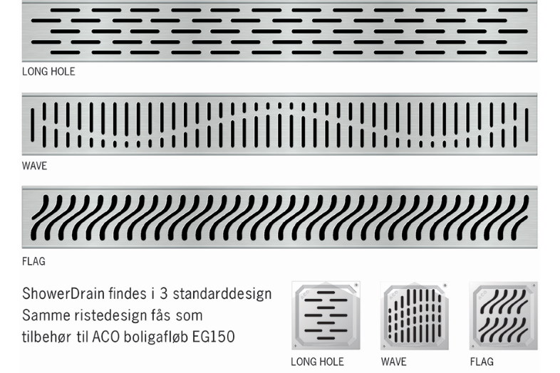 Samme ristedesign fås både i ShowerDrain og boligafløb