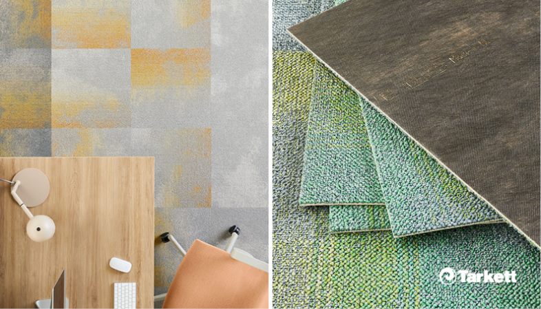 Tarkett miljøvenlige tæppefliser fås i en lang række forskellige designs 