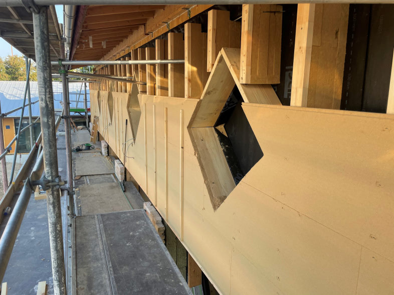 Arkitekt Ebbe Wæhrens har brugt byggesystemet Woodfiber HotWall i klimaneutralt børnehus