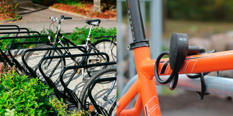 Cykelstativet CS giver mulighed for at fastlåse cykelstellet og ikke blot forhjulet.