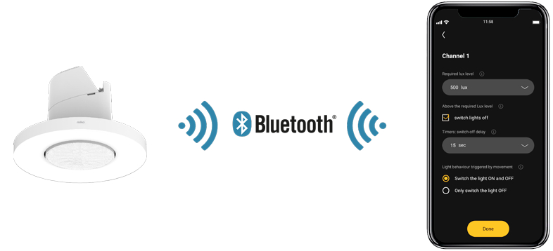 Opret forbindelse via 2-vejs Bluetooth® kommunikation, som sikrer hurtigere konfiguration