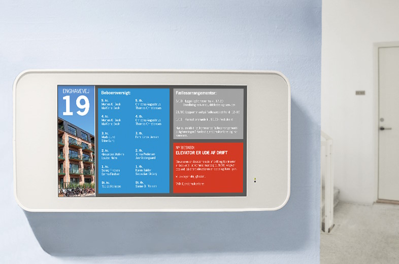Den digitale opslagstavle til boligopgange og receptioner