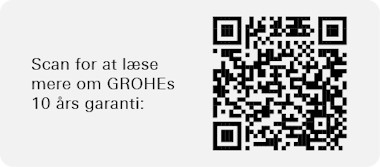 Scan for at læse mere om GROHEs 10 års garanti