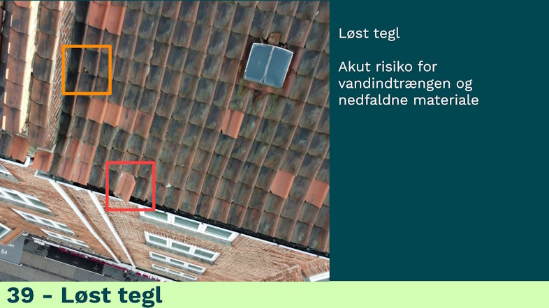 En løs tagsten. En revne i fugen. En zinkinddækning, der blafrer i vinden