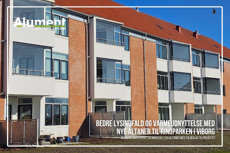 Alument har leveret og monteret 233 altaner med foldeglas til boligforeningen Ringparken i Viborg 