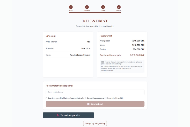For arkitekter gør værktøjet det nemt at vurdere, om UHPC-altaner passer ind i både budgettet og det overordnede design