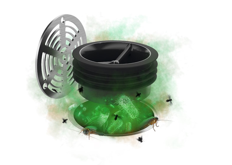 Green Drain er et patenteret, vandfri lugtlukke til både gulvafløb og afløb under vaske