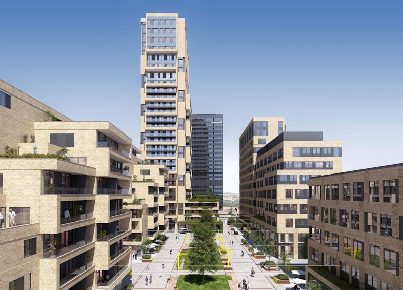 Visualisering af det 29 etagers højhus Frederiks Hus på Frederiks Plads i Aarhus. Visualisering: Bohnsen Ejendomme A/S