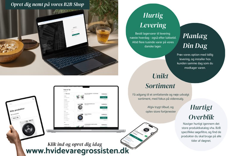 Få adgangs til Hvidevare Grossistens B2B webshop allerede i dag