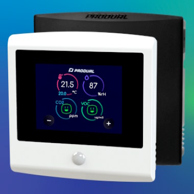 Med Produals patenterede måleteknologi gør den nye RTX-D rumtransmitter med touch display overvågning af indeklimaet både præcis, stabil og overskuelig 