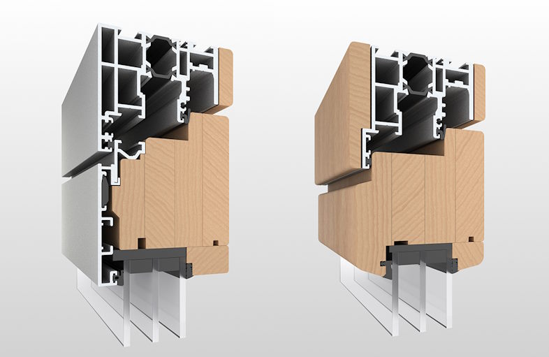 Begge foldedørssystemer er baseret på et varmeisoleret træprofilsystem 