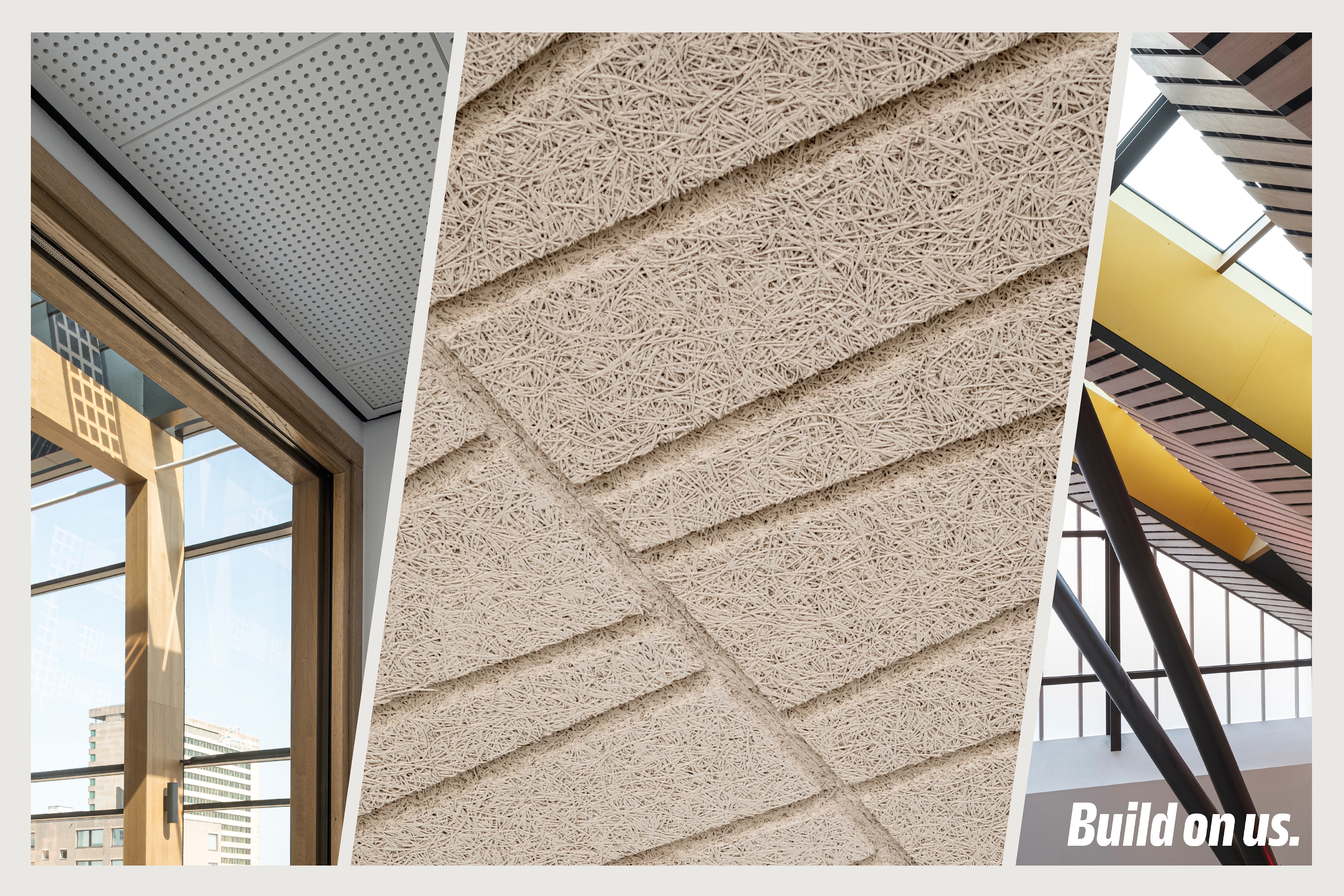 Ægte akustikpaneler med træfinér i for eksempel birk, eg, valnød og bambus