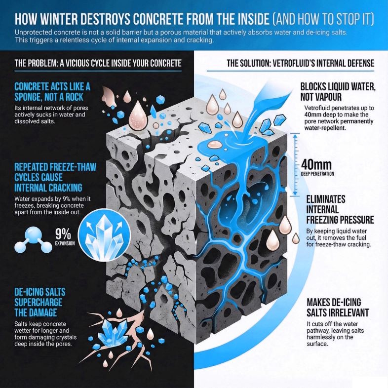 Stop frostskader, saltangreb og vandoptag i beton