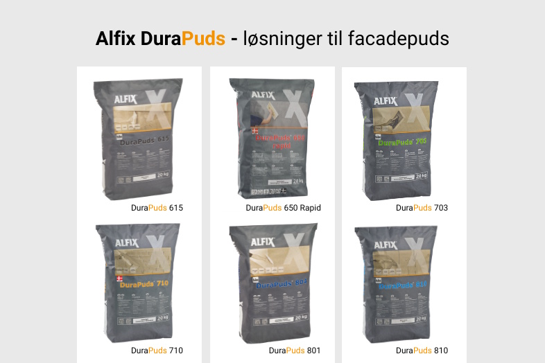 Alfix DuraPuds 615 er en stærk, vandafvisende og diffusionsåben sokkelpuds
