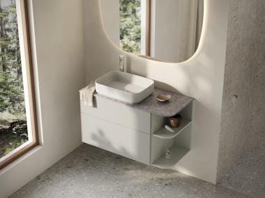 Serien giver mulighed for at kombinere underskabe og op¬bevaring i brun ask, ren eg og havre