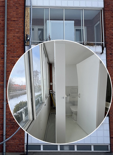 Traditionelle toilet- og badevogne på parkeringspladsen blev hurtigt vurderet som en mindre optimal løsning.