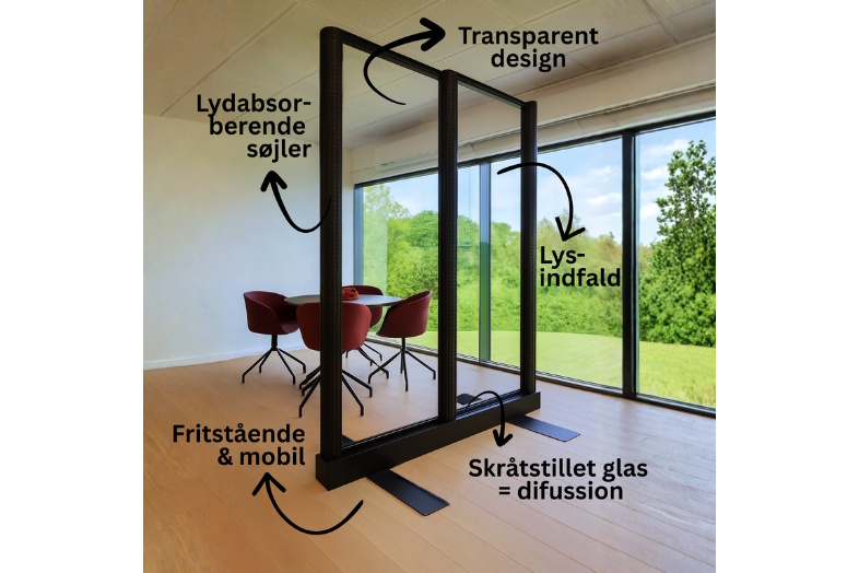 AcouriseWALL: Fleksibel, transparent skærmvæg, der skaber ro i åbne miljøer