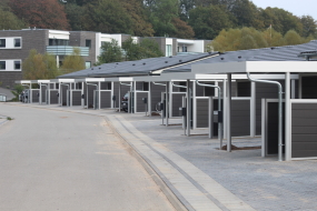 Fritstående carport med skur til rækkehuse