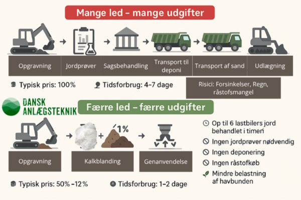 Hvorfor kalkstabilisering halverer prisen på jordhåndtering