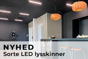 NYHED -SORTE LED lysskinner til Troldtekt/træbetonlofter